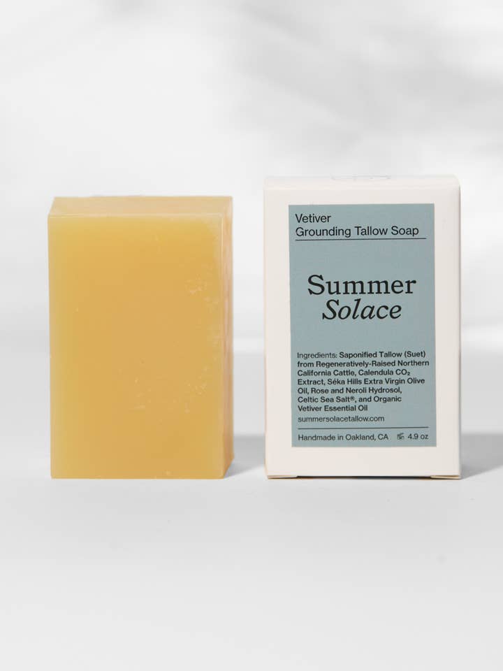 Vetiver Bar – Earthy Grounding Soap, 4.9 oz for wholesale by SUMMER SOLACE- Regenerative Tallow Beauty