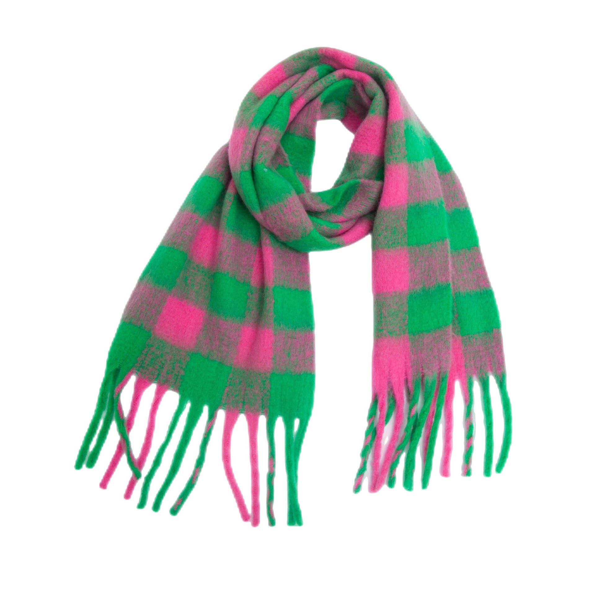 Dipped Shop - Wholesale Scarf - Women's - Coloful Plaid Tassel Scarves DPKS101241