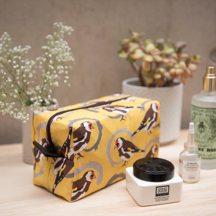 Goldfinch Print Wash Bag for wholesale by The Owlery