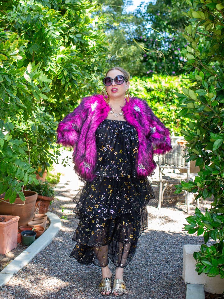 Jennafer Grace - Wholesale Jacket – Women's - Planet Queen Faux Fur Jacket in Monster Pink8