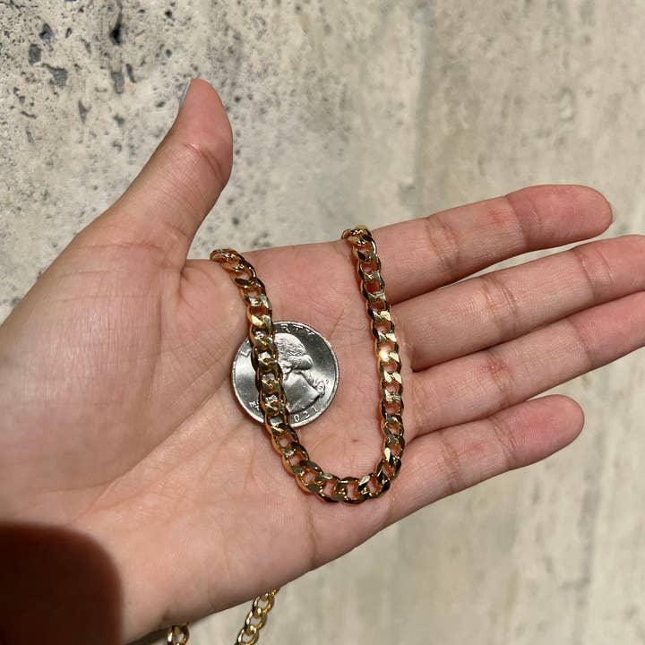 The Bead Bazaar - Wholesale Link & chain necklace - Wholesale Gold Filled 6mm Curb Chains, 18KT Gold Filled Thick Cuban Link Chain, Curb Chain, Bulk Wholesale Curb Chain, Mens Gold Chain Wholesale3