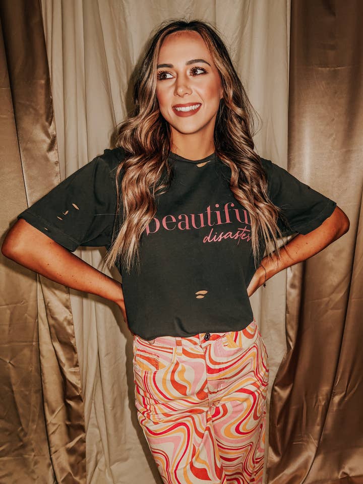 Beautiful Disaster Cut Tee for wholesale by Southern Bliss Co.