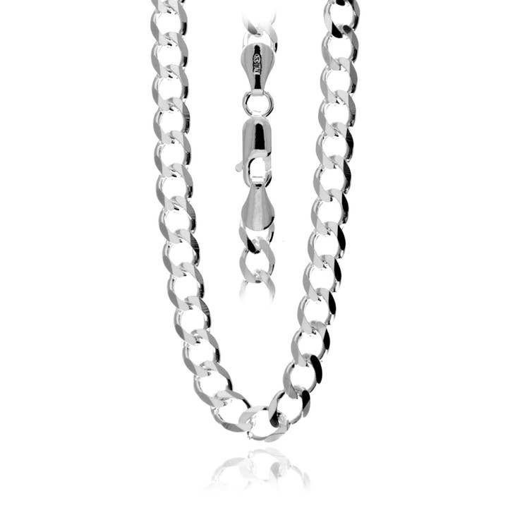 Made in Italy - 925 Sterling Silver Tick 5.4 MM Curbs Chain with an anti-tarnish coating - GA-GMN3 for wholesale by SilverAmber Jewellery