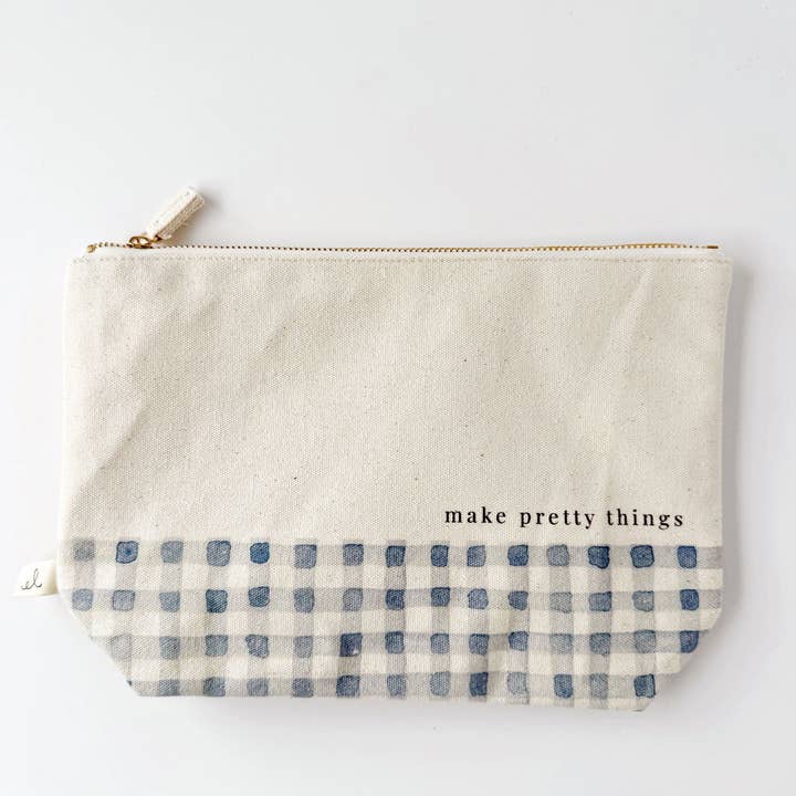 emily lex studio - Wholesale Pouch - Women's - canvas zipper pouch "make pretty things" gingham4
