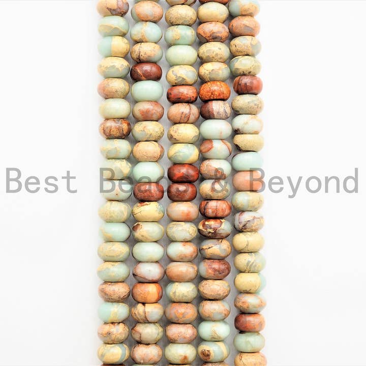 BestBeads&Beyond - Wholesale Beads - Quality Natural Serpentine Rondelle Smooth Beads, 3x4/4x6/5x4