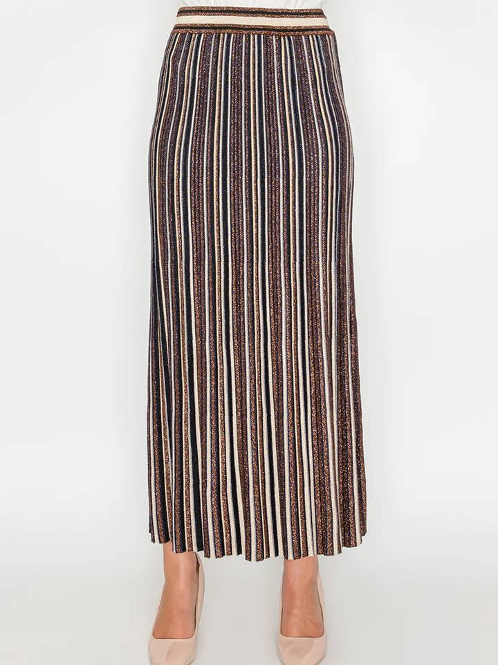 Saia Plissada com Risca Brilhante por atacado de Yal New York