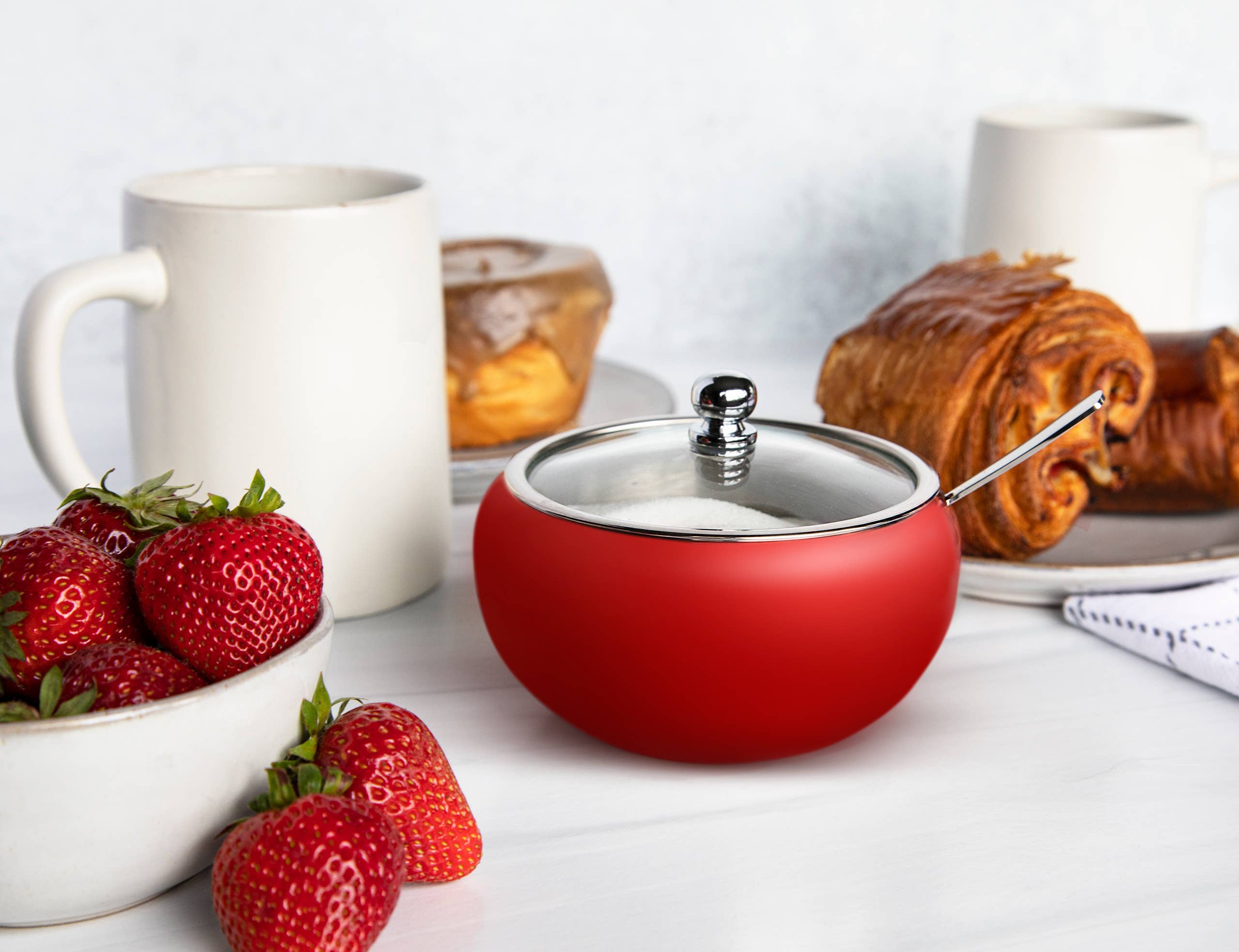 Kook - Wholesale Bowl - Kook Large Stainless Steel Sugar Bowl, Lid & Spoon, 16 oz20