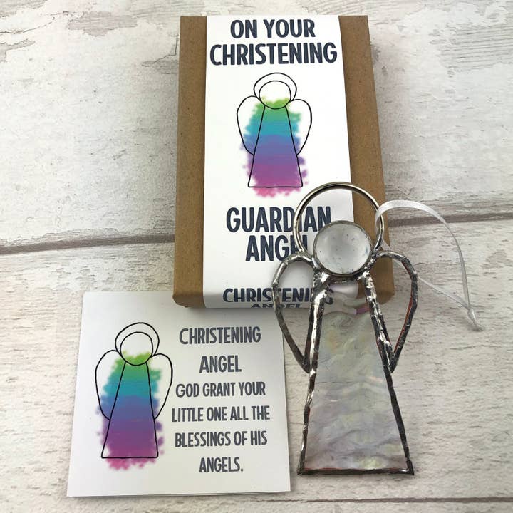 GlassHouse Design - Wholesale Keepsake Coin/Token - Christening Angel - Stained Glass Christening Gift3