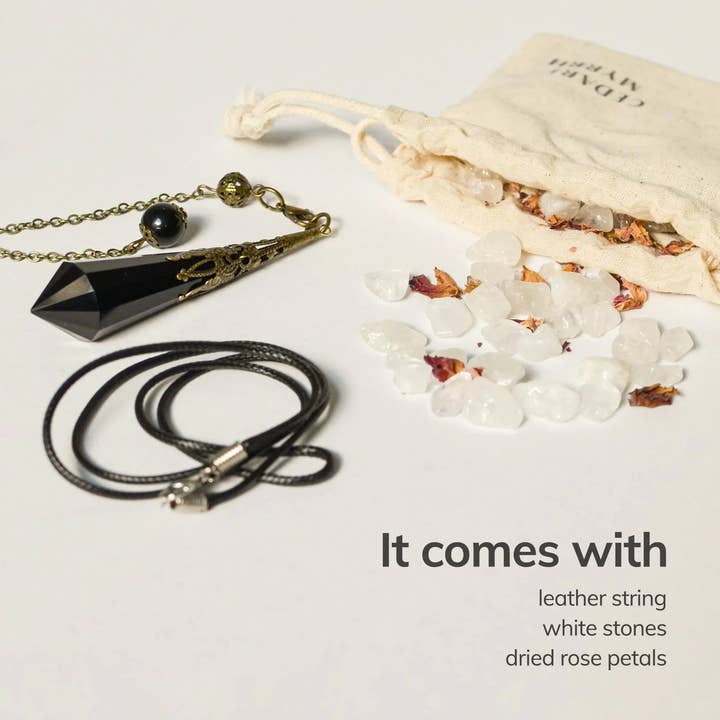 Cedar and Myrrh - Wholesale Meditation Supplies - Natural Obsidian Crystal Divination Pendulum3