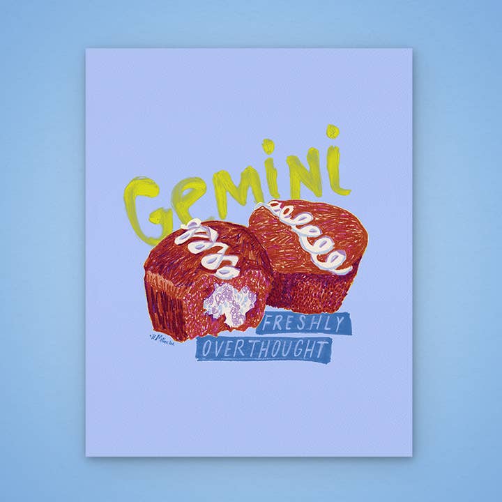 Gemini Zodiac Art Print | Food Illustration | Lavender for wholesale by H Miller Ink Illustration Art wholesale products