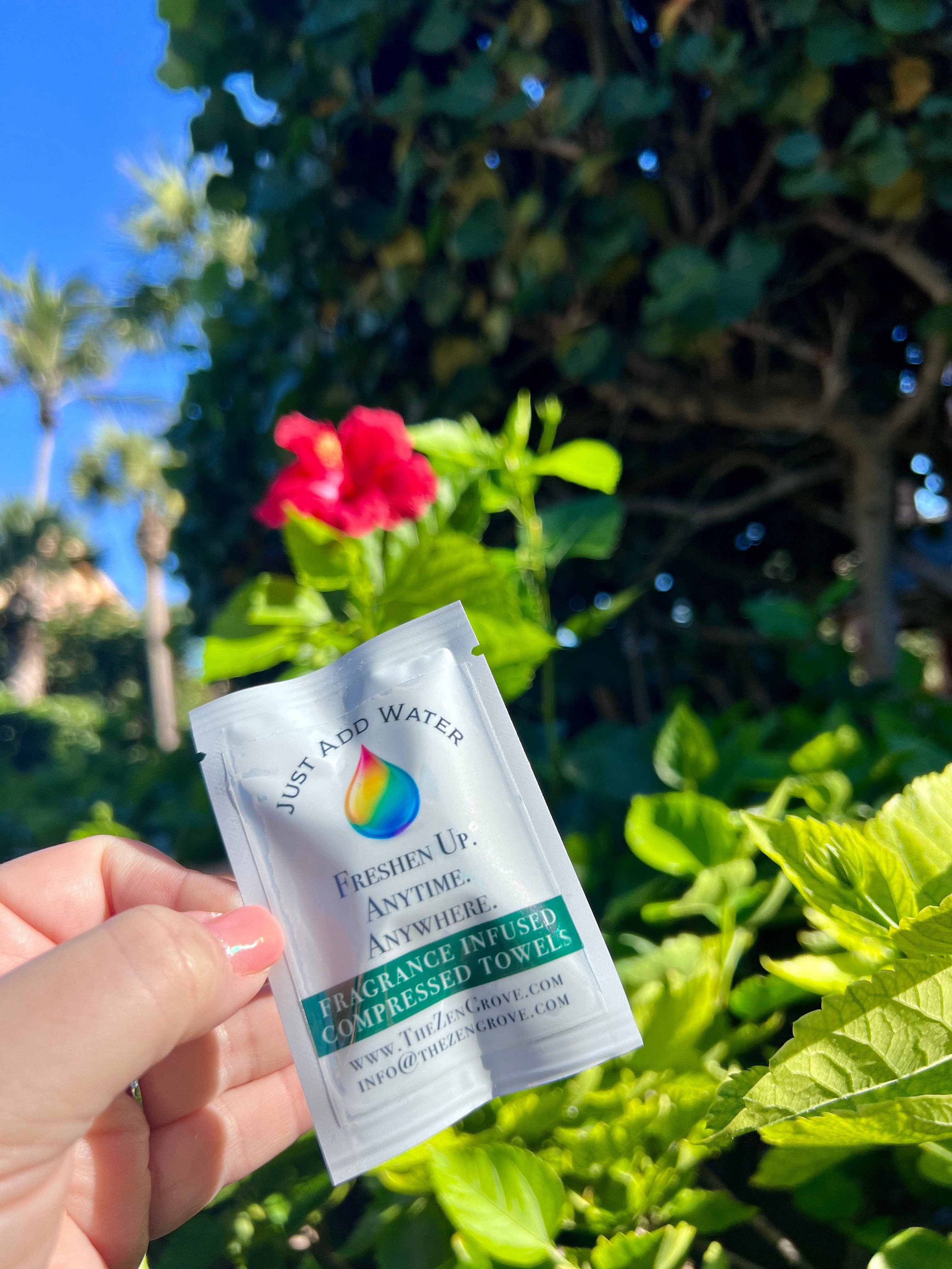 The Zen Grove Inc - Wholesale Face & body wipes - Norwegian Flowers Compressed Towels