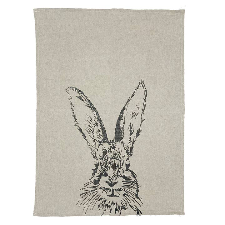 Selbrae House Ltd - Vente Torchons - Torchon en lin avec motif lièvre1