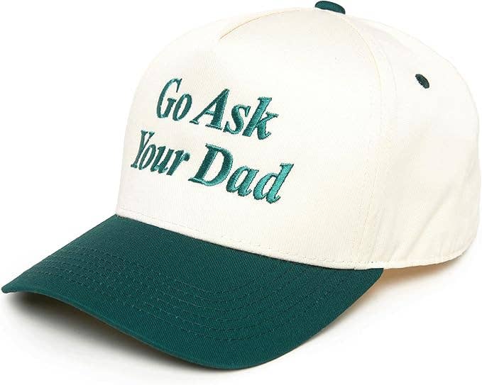 Funky Junque - Wholesale Trucker Hat - Women's - Two Tone Cap - Go Ask Your Dad - Beige/Green1