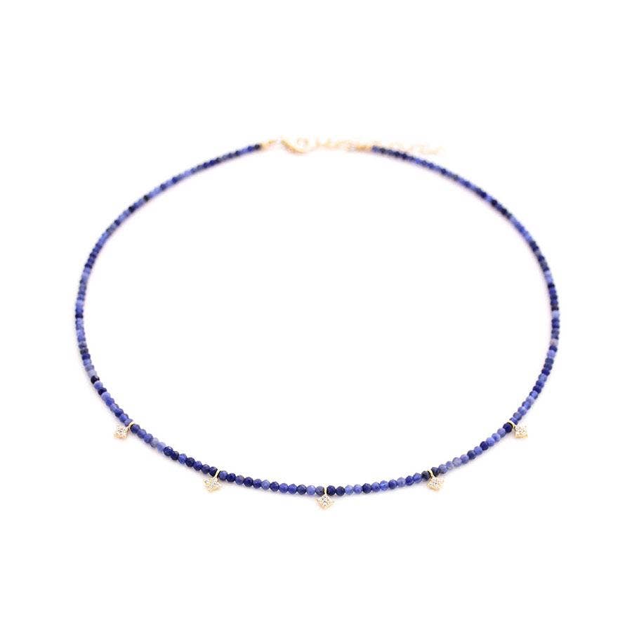 gold & gray - Wholesale Beaded/Pearl Necklace - Sodalite & Pave Diamond Shape Drops Necklace4