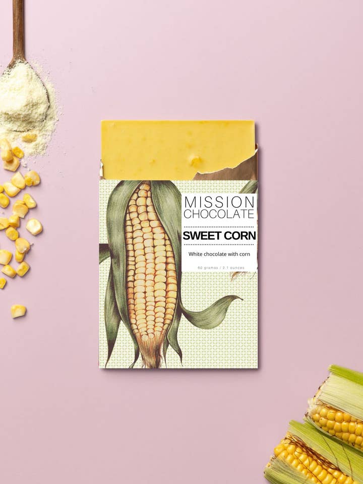 SWEET CORN WHITE CHOCOLATE (PAMONHA) for wholesale by Mission Chocolate