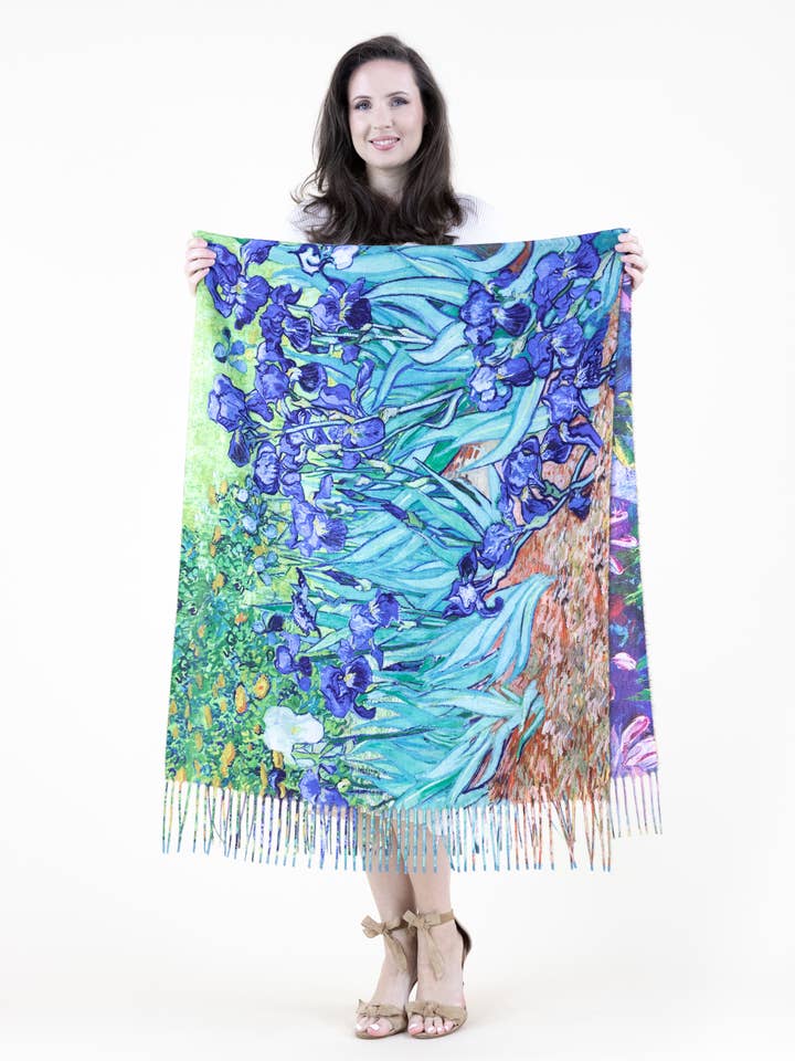 Iris Flower and Aster Flower Double Sided Scarf for wholesale by Original USA