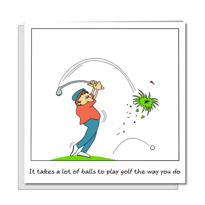 Funny Golf, biglietto di auguri per festa del papà e compleanno, con scritta «Dad playing golf Badly», umoristico e divertente, per il miglior papà, umorismo per la vendita all'ingrosso da parte di Swizzoo Cards