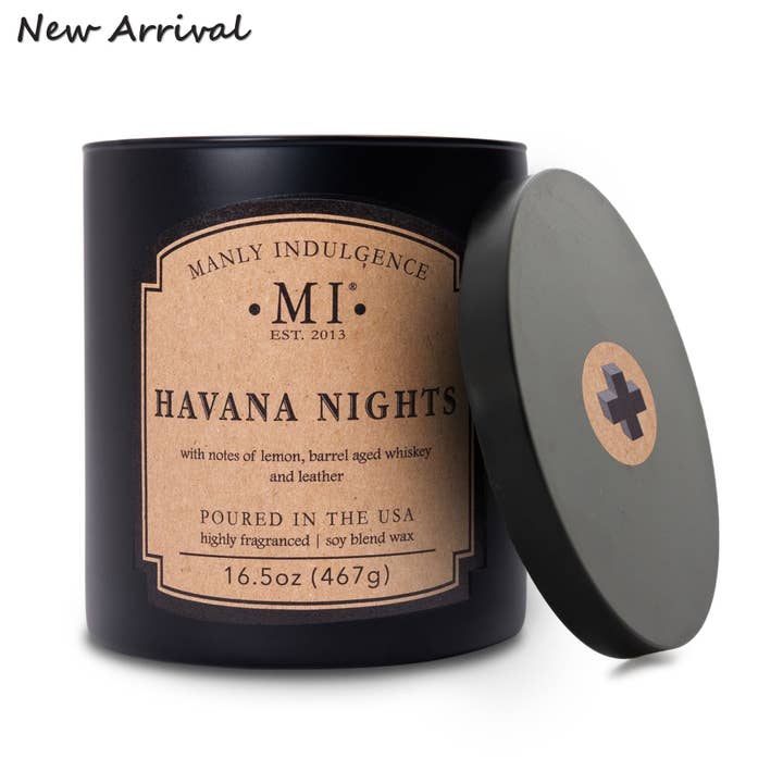 MVP Group International INC - Wholesale Jar/Filled Candle - Manly Indulgence Classic+ Havana Nights, 2 Wick, 16.5oz