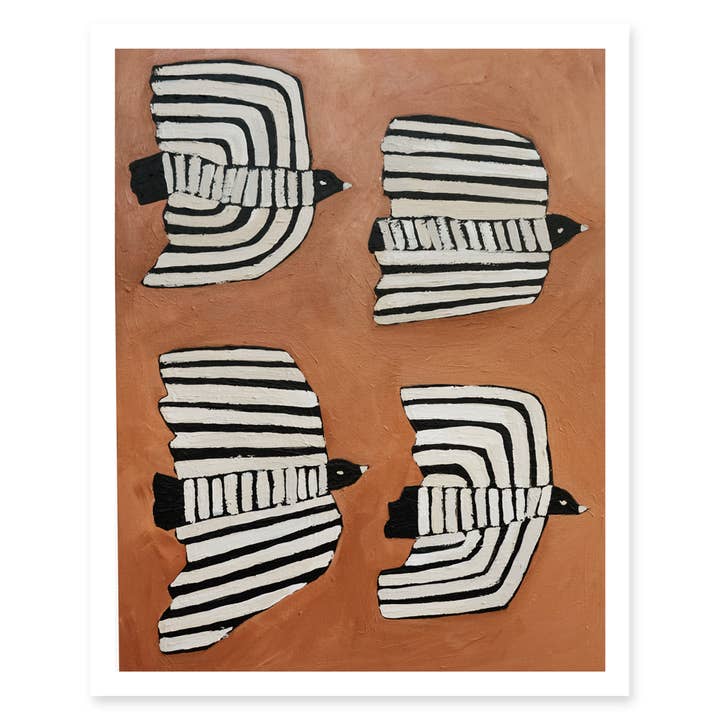 ALEX'S - Wholesale Art Print - Four Striped Birds1