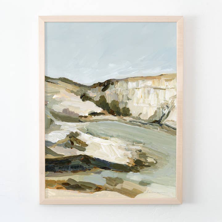 Impression artistique de la côte des falaises blanches - Milos pour la vente par Laurie Anne Art
