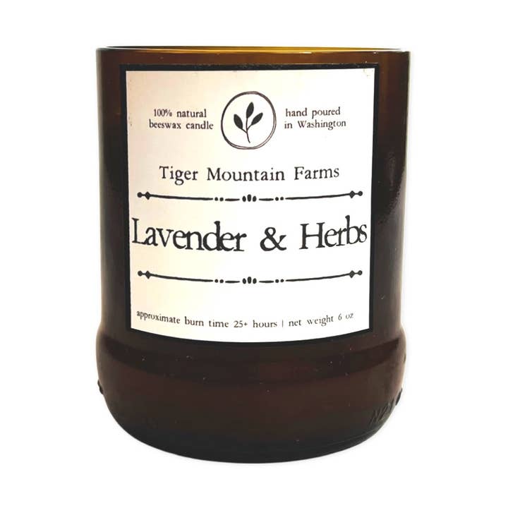 Bougie à la cire d'abeille lavande et herbes | Bougie parfumée 6 oz pour la vente par Black Oak Soap Company