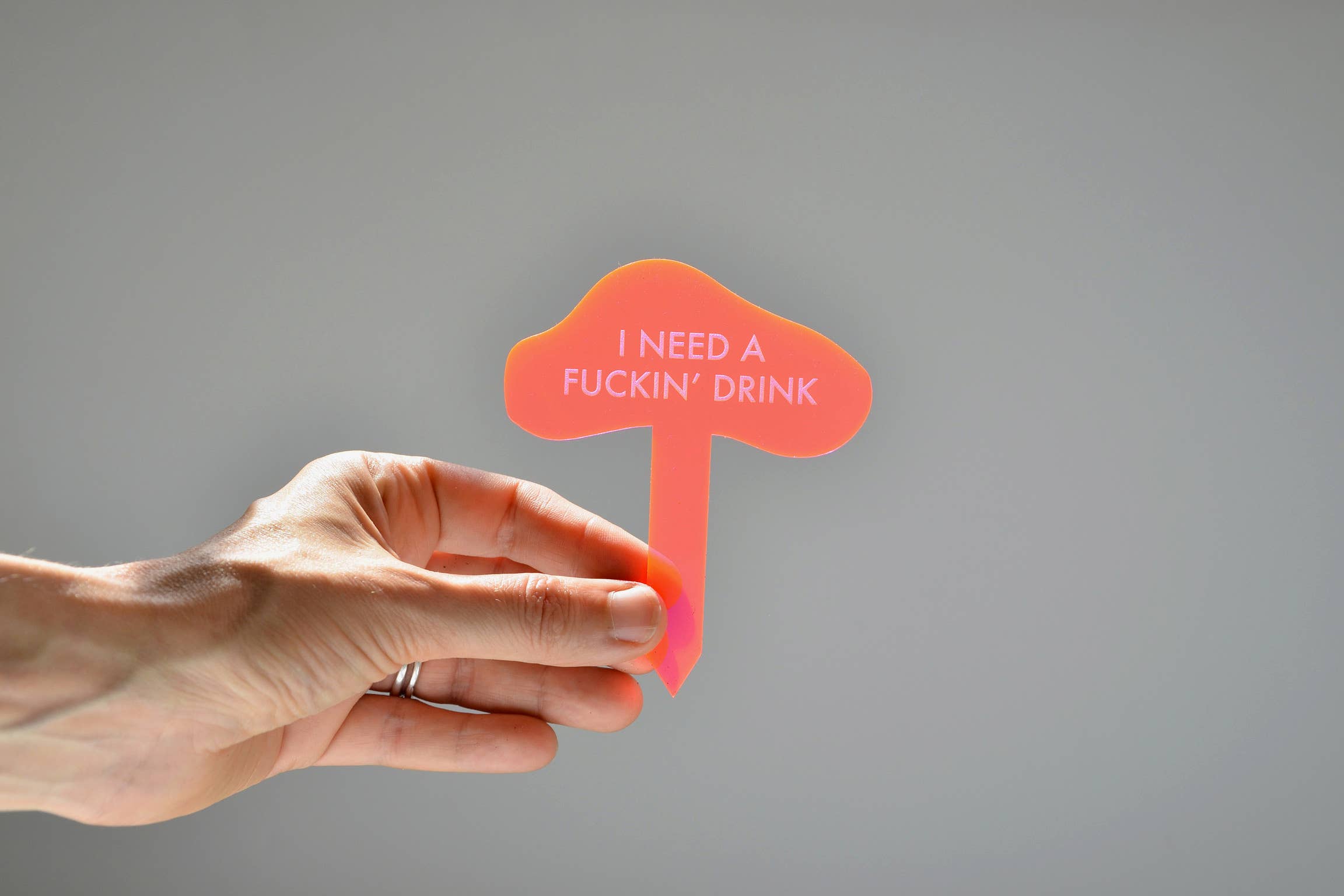 Tuff Girl Gang - Wholesale Plant Pot - I NEED A FUCKIN' DRINK Neon Pink Plant Stake6