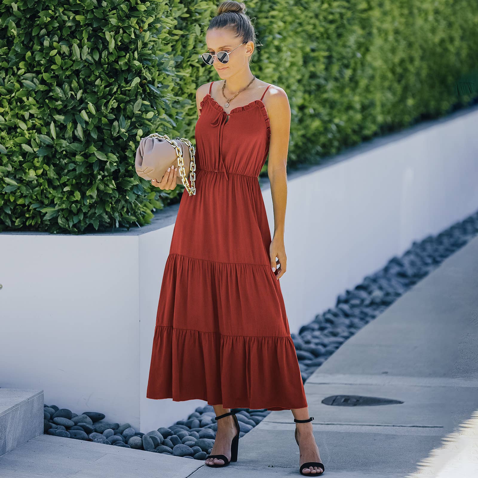 ePretty - Vente Robe – femme - SZ2-DR13007 Robe midi sans manches à volants11