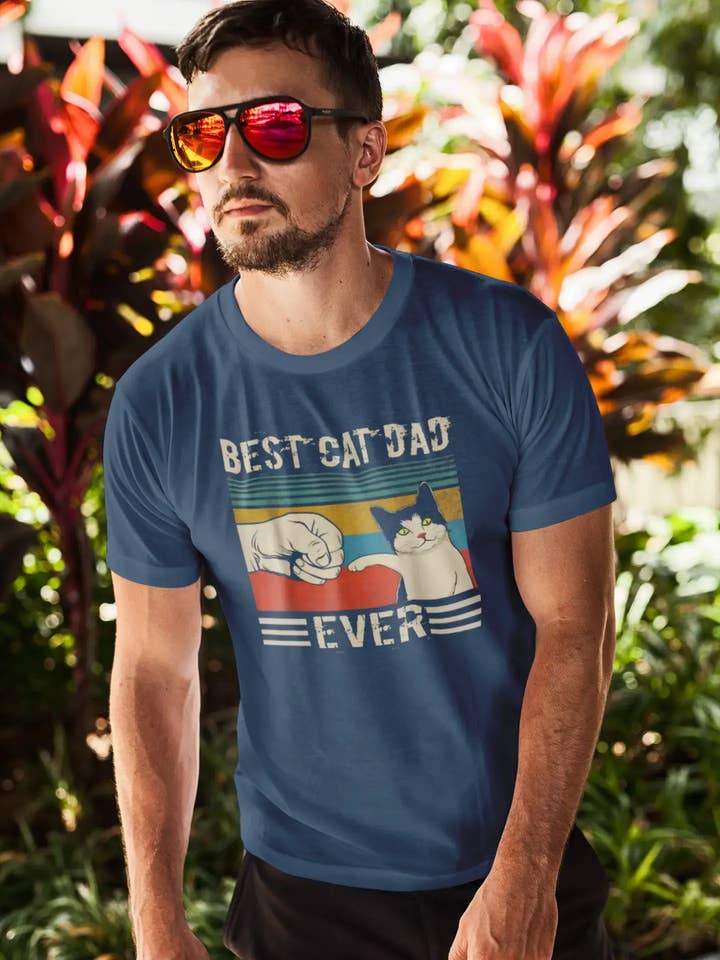 Camiseta masculina com estampa gráfica 'Melhor pai de gato' - ideia de presente com toque de punho por atacado de ULTRABASIC