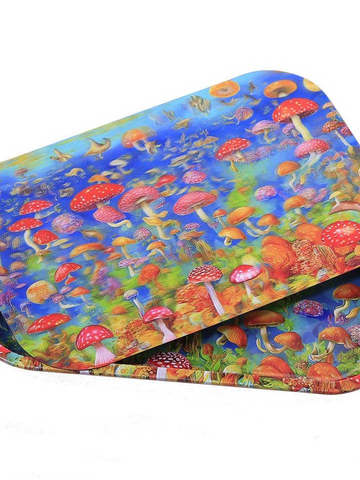 Metalbakke med 3D magnetisk lågdæksel - Mushroom Beach for engroshandel hos Sunshine Joy