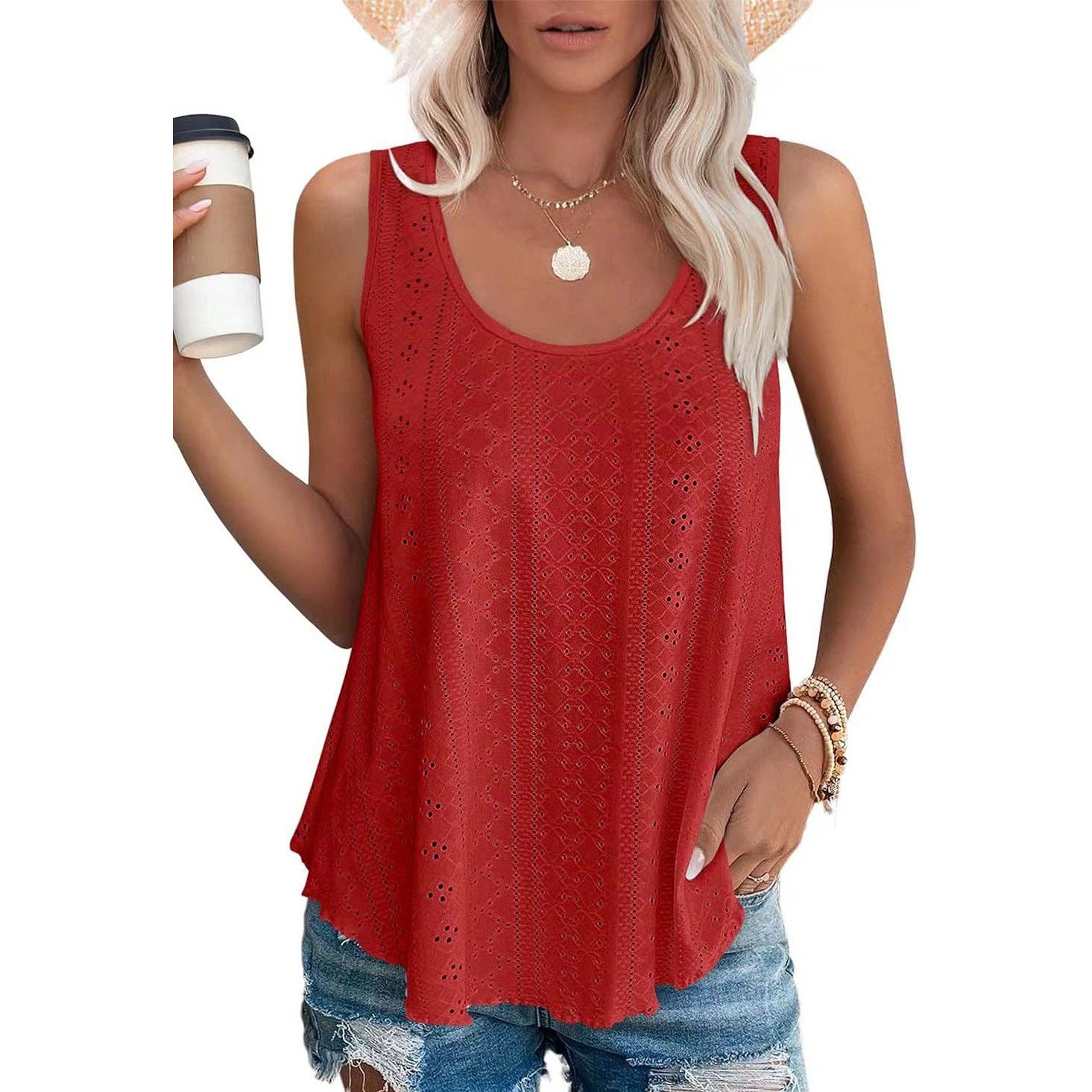 Lovesoft - Wholesale Tanktop - Dames - Dames zomerse losvallende mouwloze top met ronde hals9