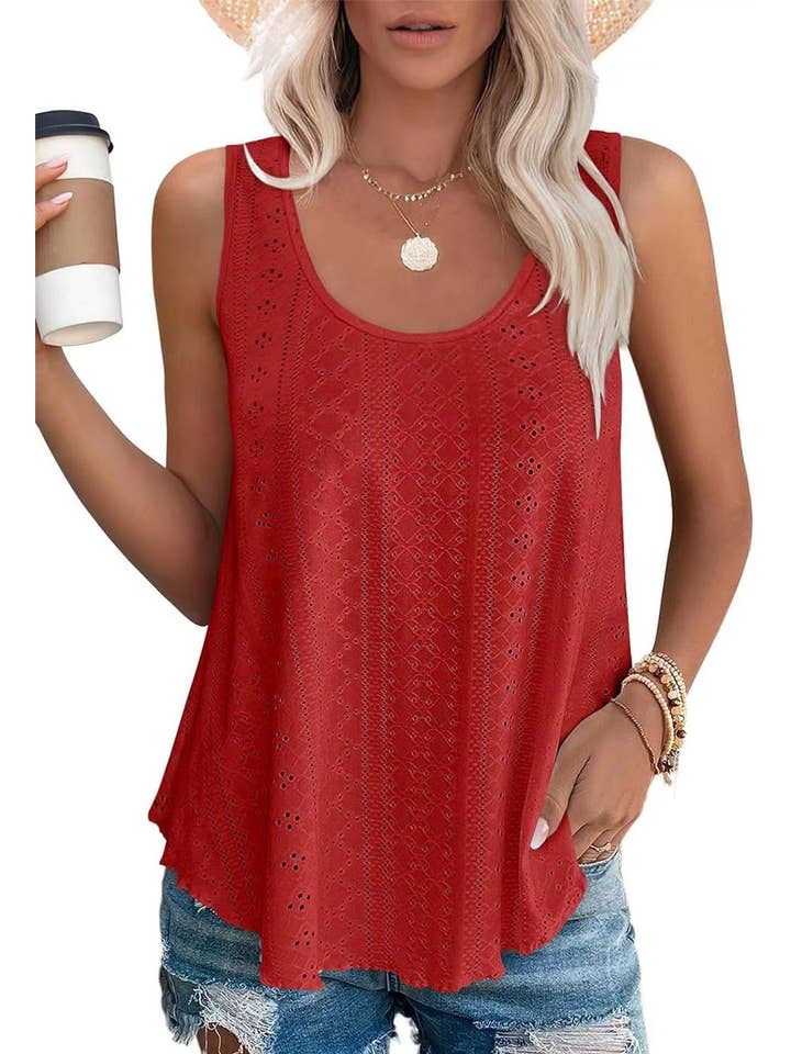 Lovesoft - Wholesale Tanktop - Dames - Dames zomerse losvallende mouwloze top met ronde hals9