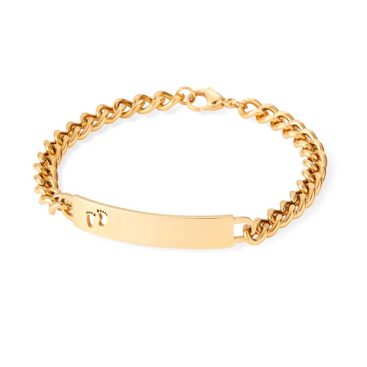 Speidel – wholesale Link & chain bracelet – Ladies ID Bracelet with Pierced Footprints Cutout