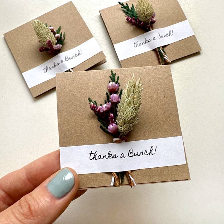 CA Studios - Wholesale Thank You Card - Thanks a Bunch Mini Dried Purple Floral Bouquet Card0