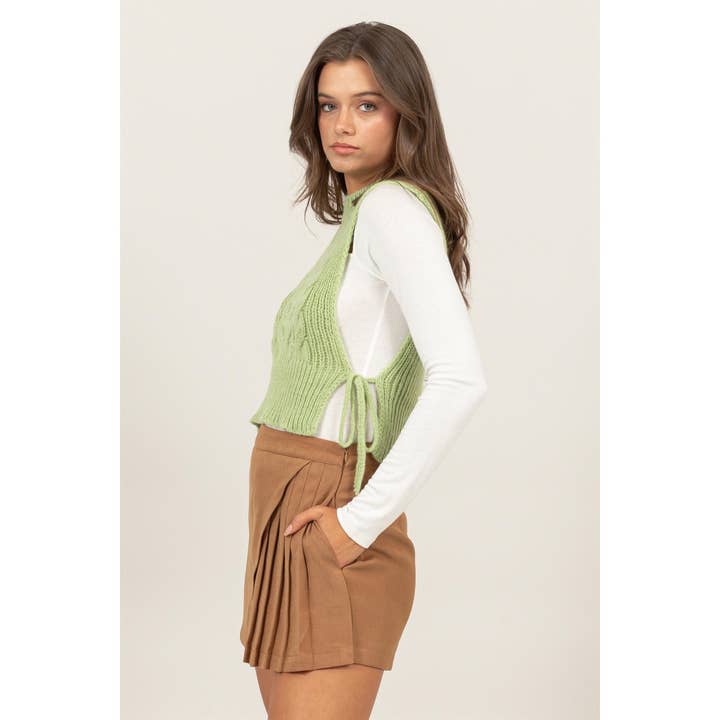 HYFVE - Wholesale Sweater Vest - Women's - HF24F069-SIDE TIE SWEATER VEST