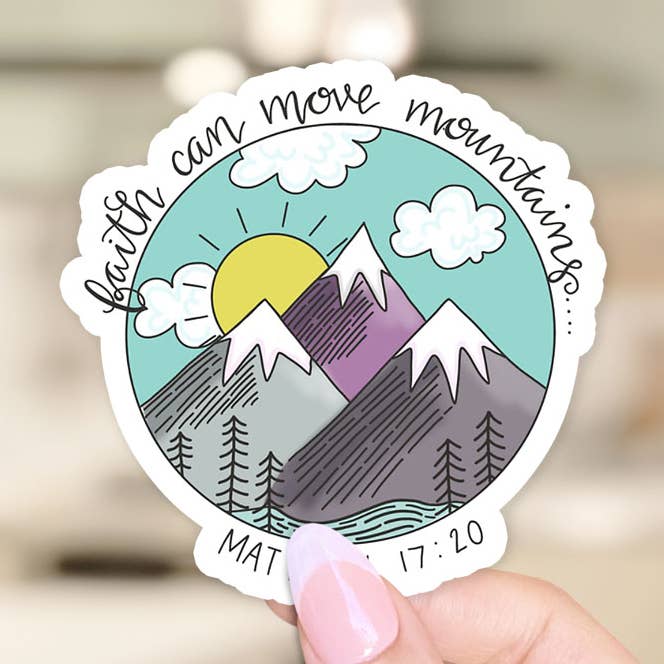 Faith Can Move Mountains Sticker for wholesale by Three Arrow Gifts