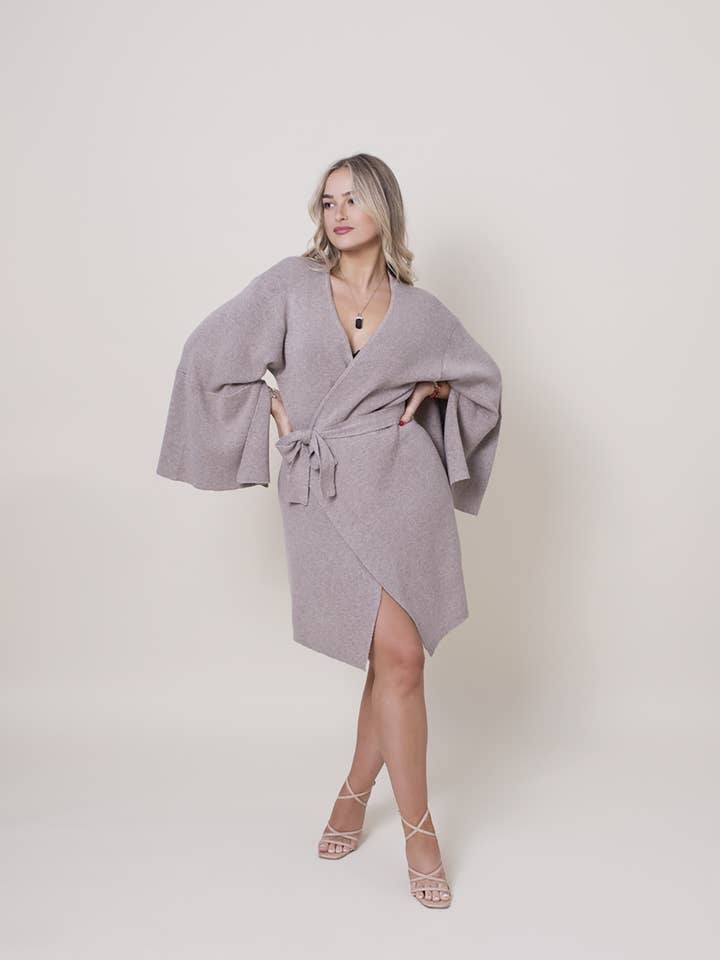 Sparkle Raya Wrap Dress Knitted In Merino Wool & Glitter for wholesale by Noa & Rain