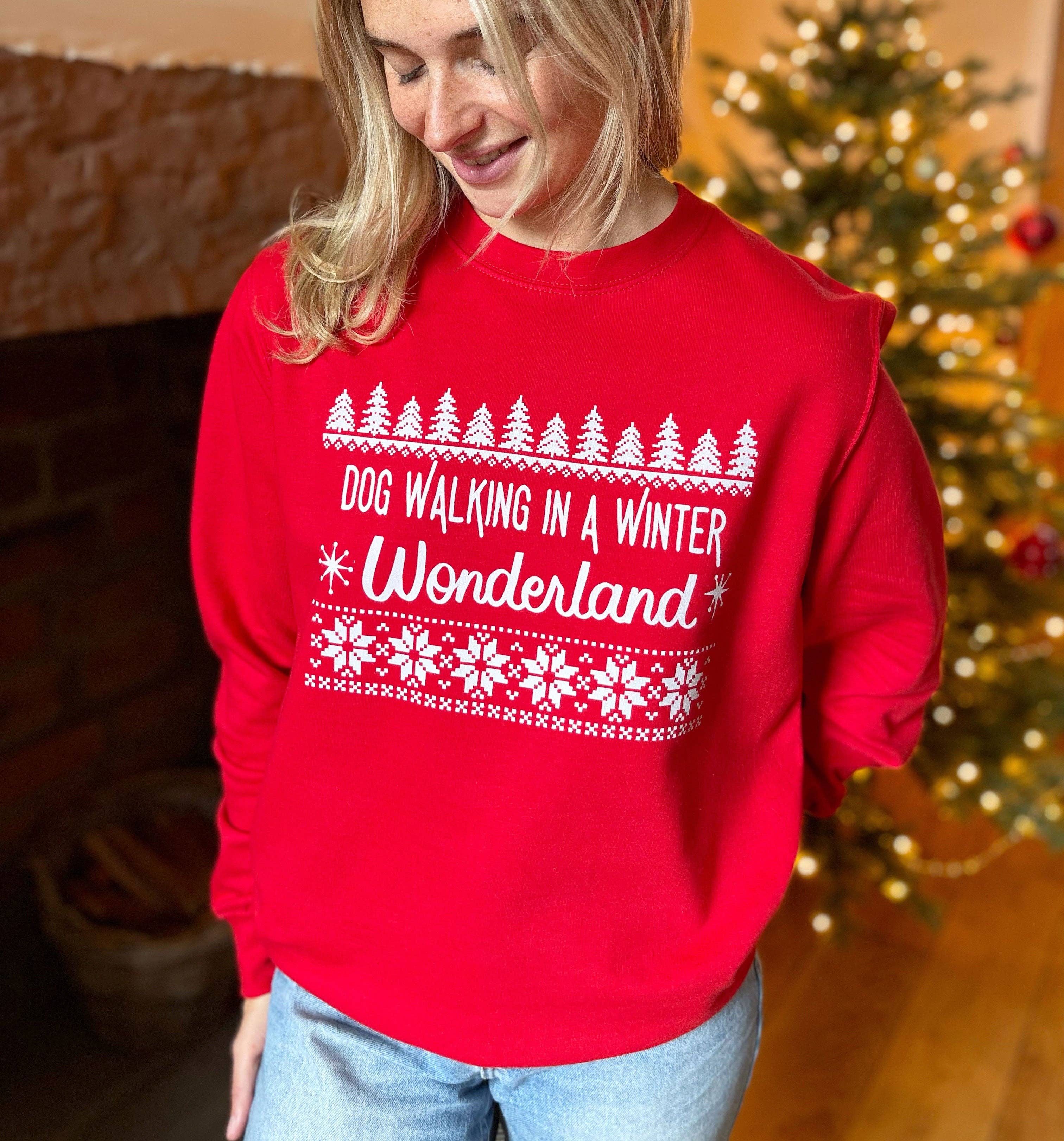 Syd&Co - Wholesale Graphic Sweatshirt - Unisex - Dog Walking in a Winter Wonderland Christmas Jumper2