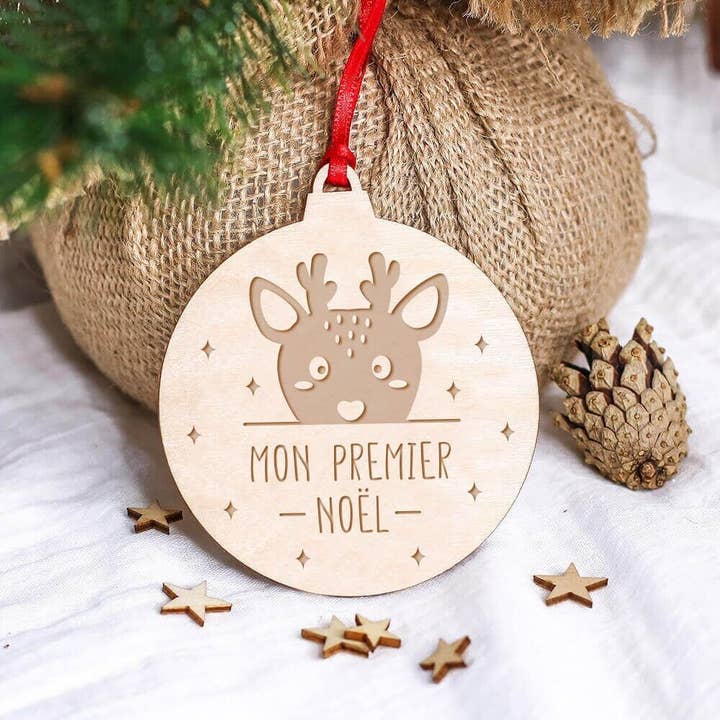 Christmas Boule - “My First Christmas” Ball With Reindeer for wholesale by Ourson Câlin