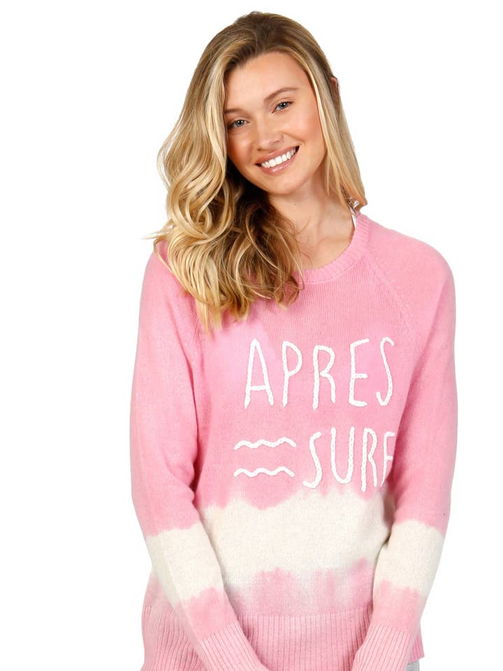 100% Cashmere Crewneck Sweater med Aprés Surf Broderi for engroshandel hos Golden Sun