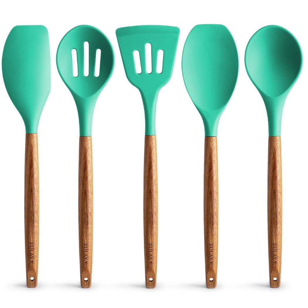 Zulay Kitchen - Wholesale Kitchen Utensil Set - 5-Piece Silicone Utensils Set with Wooden Handles10