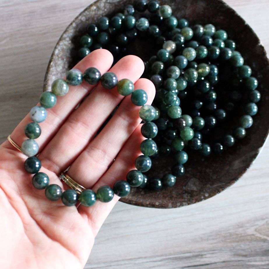 Pebble House - Wholesale Beaded Bracelet - Moss Agate Bracelet 4mm/6mm/8mm - Crystals & Stones2