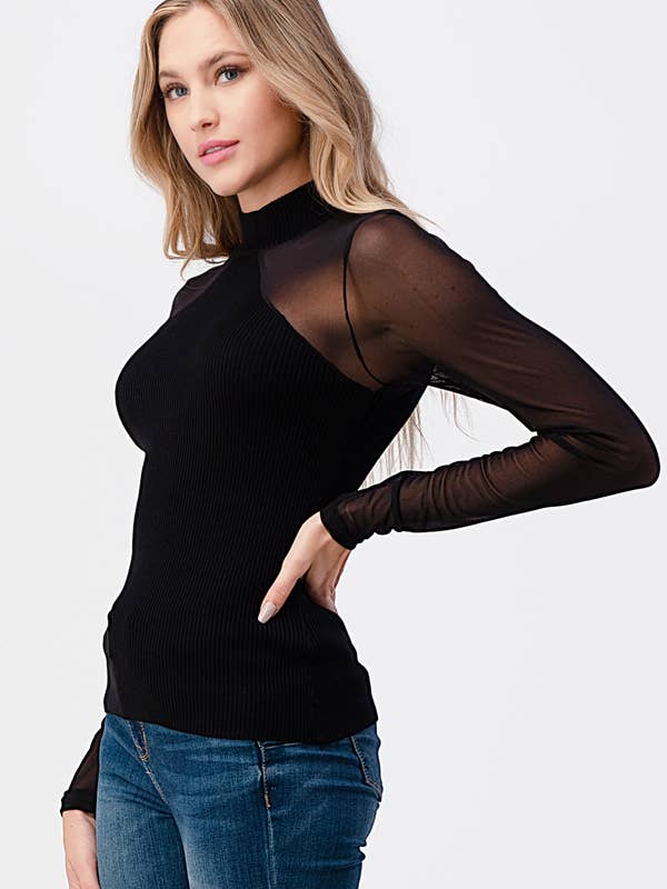 black Mesh Fitted Top for wholesale on Faire3