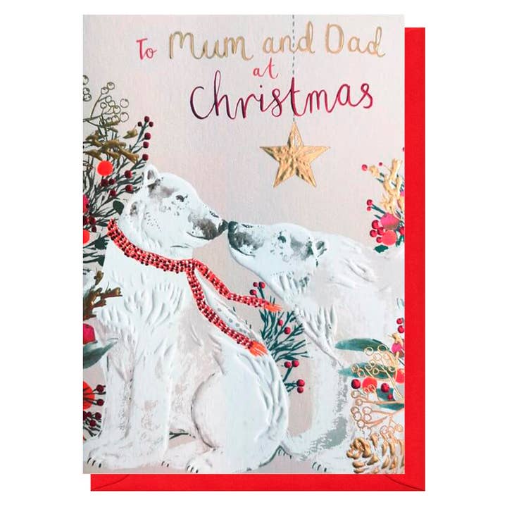 Mum & Dad Bear Christmas Card | Holiday Card | Seasonal Card for wholesale by Louise Tiler