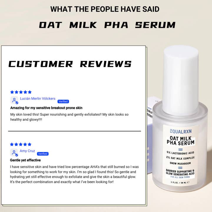 Best Beauty Group - Wholesale Facial Serum/Concentrate - EQUALRXN Oat Milk PHA Serum For Glowy Skin Healthy Barrier5