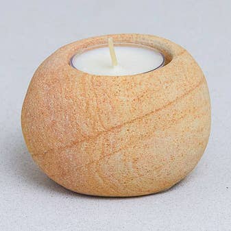 Rainbow Sandstone Pebble Candleholder, Small for wholesale by Be Home US
