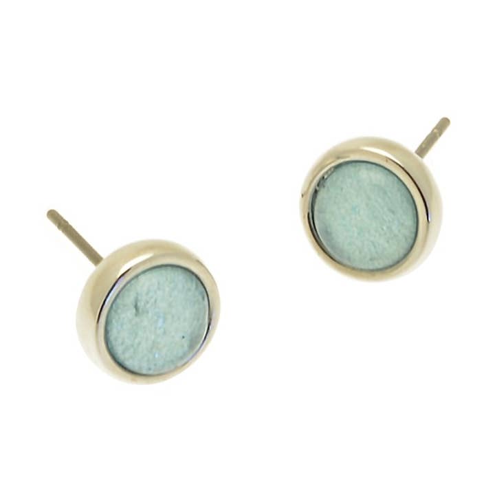 Powder Blue Marble Resin Stud Earrings for wholesale by Miss Milly Limited