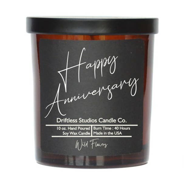 Bougies cadeaux Happy Anniversary - Cadeaux de bougies à la cire de soja pour la vente par Driftless Studios