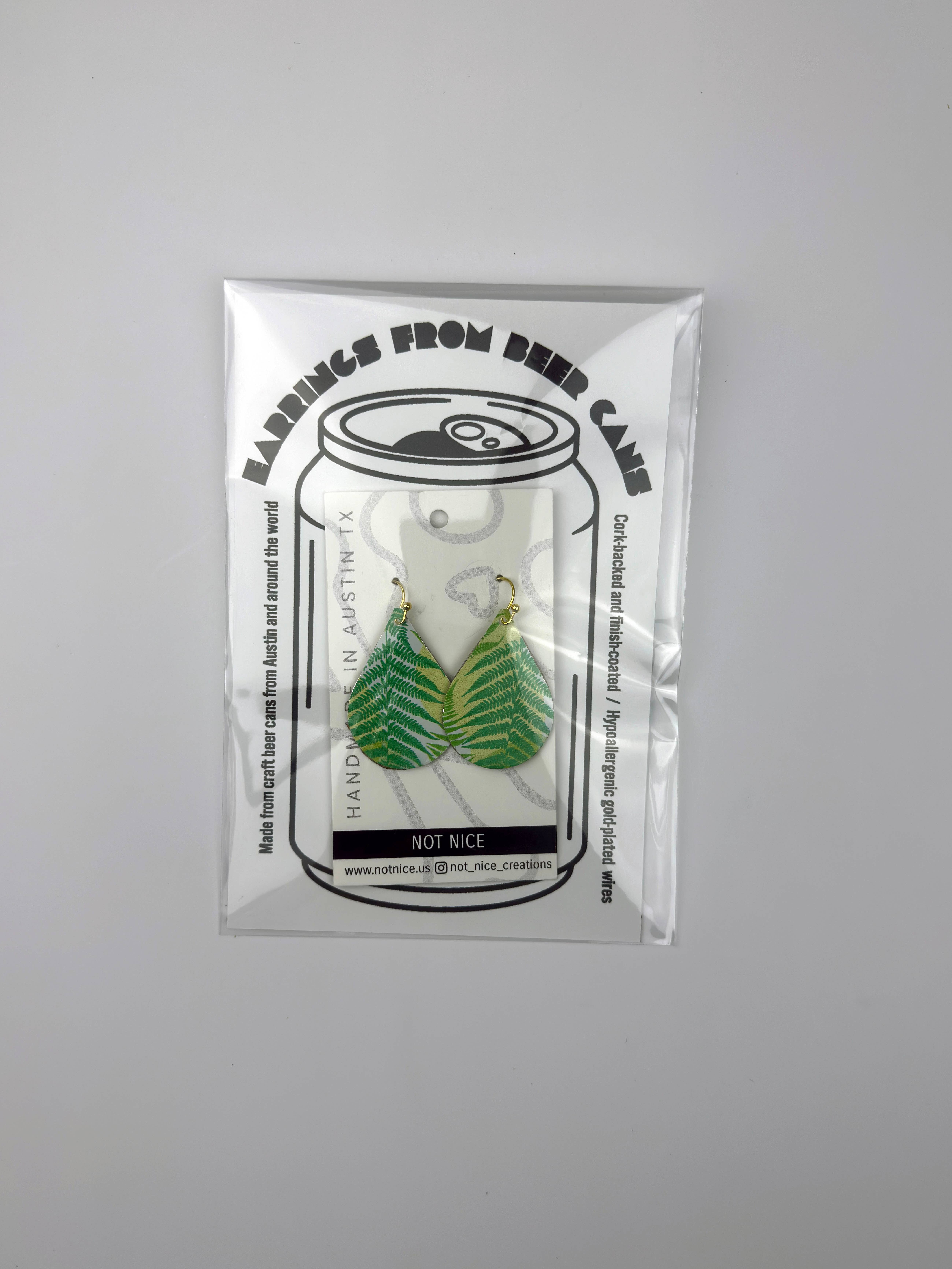 Not Nice - Wholesale Dangle Earrings - Ferns In Heaven upcycled earrings1