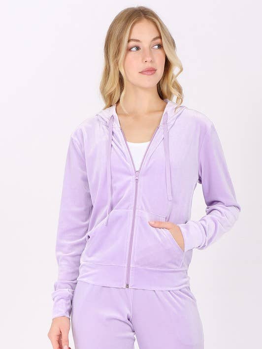 Velour Zip Up Hoodie Jacket for wholesale by Newself Collection