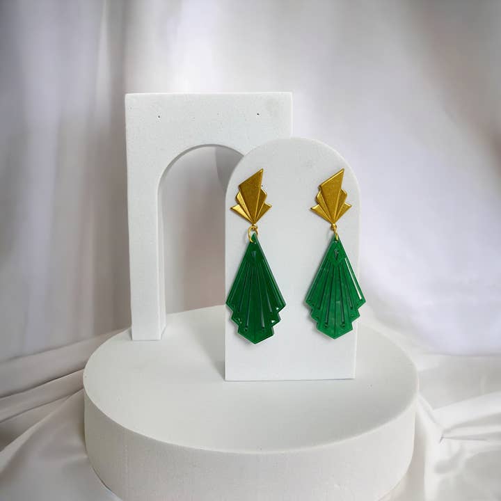 Marbled Art Deco earrings for wholesale by Rosamond Street